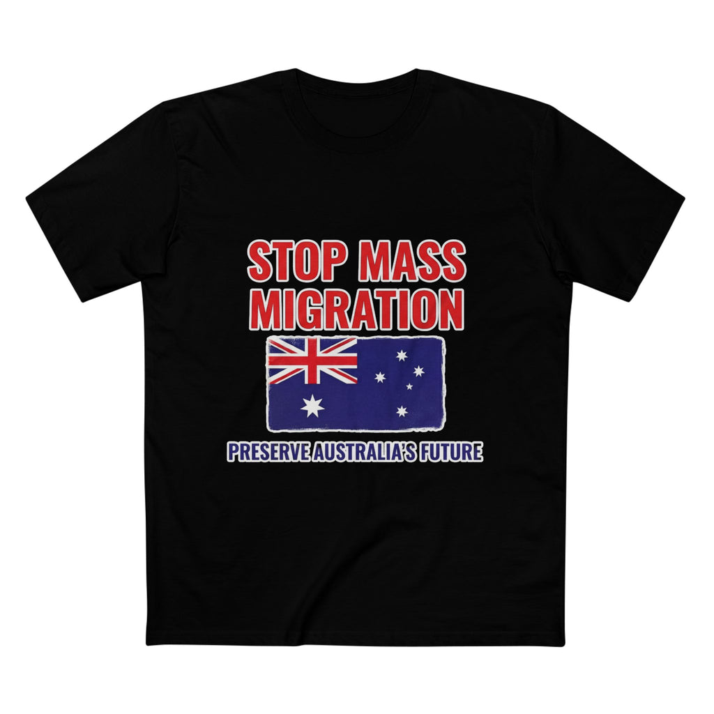 T-Shirt — "Stop Mass Migration" Australian Flag Political Tee