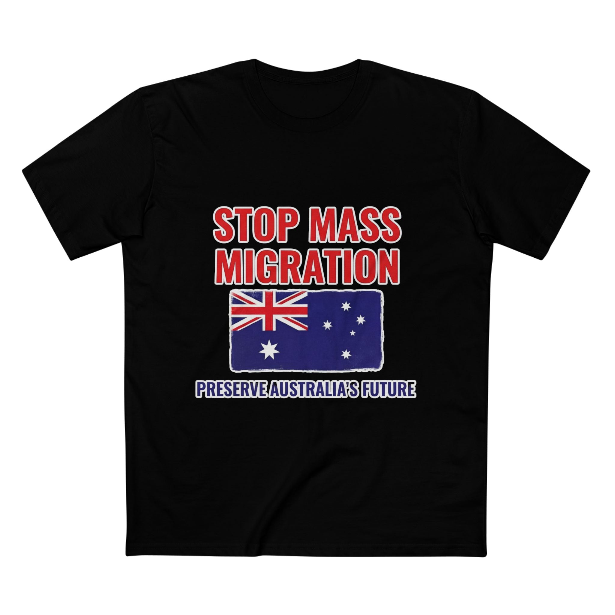 T-Shirt — "Stop Mass Migration" Australian Flag Political Tee