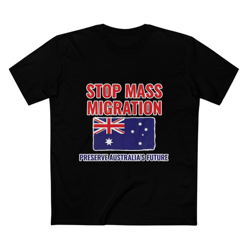 T-Shirt — "Stop Mass Migration" Australian Flag Political Tee