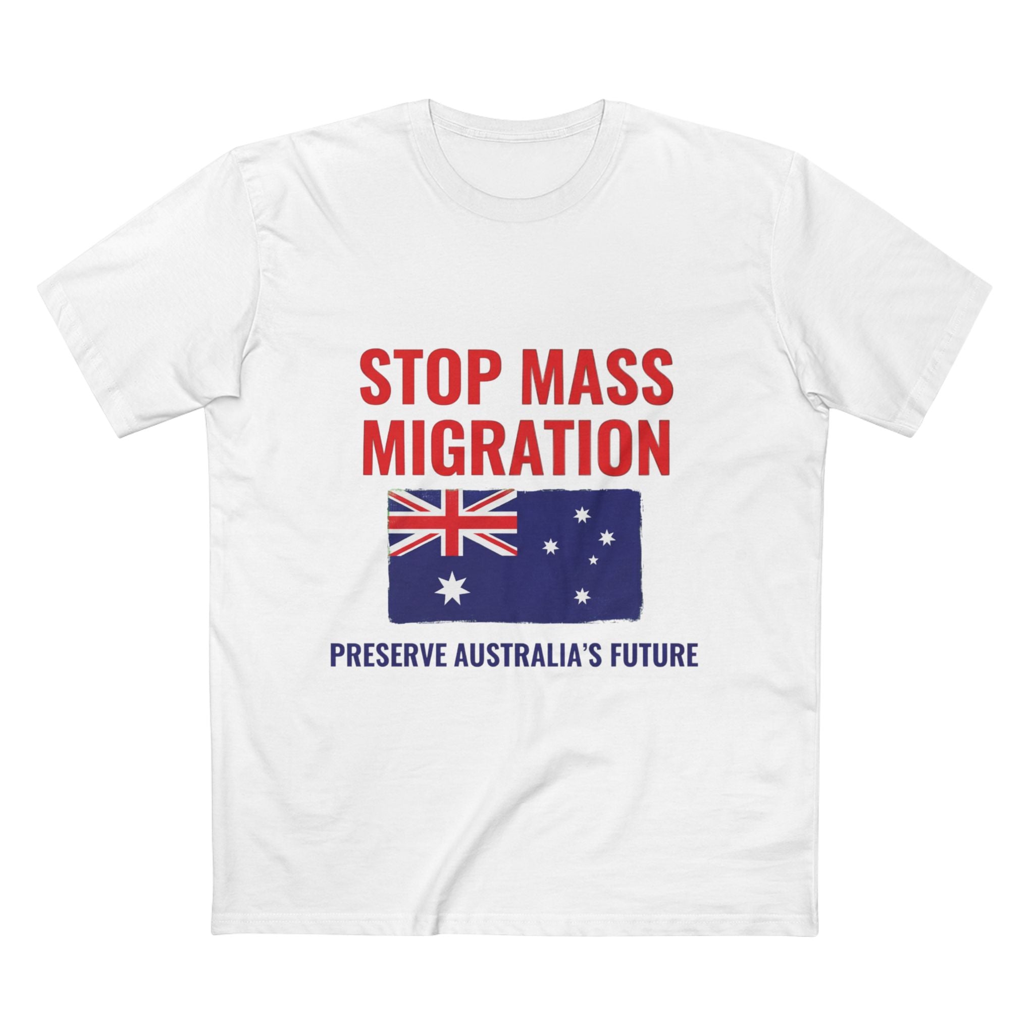 T-Shirt — "Stop Mass Migration" Australian Flag Political Tee